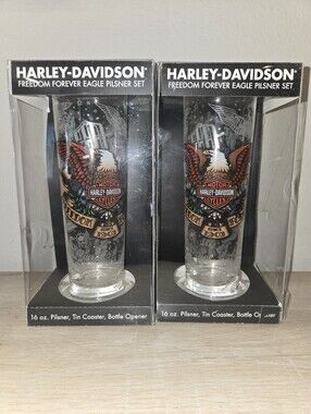 NIB Harley-Davidson 16oz Pilsner Glass Set